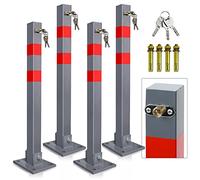 Joparri 4 x Barrière de parking rabattable Poteau de stationnement pliable pour parking avec 3 clés en acier robuste