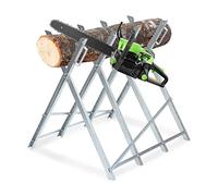 Joparri Chevalet de sciage, Support de Scierie Pliable pour le Sciage des Grumes, Chevalier de scie Charge maximale 150 kg,81 x 80 x 80 cm, argenté