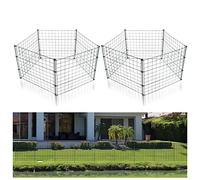 Joparri Clôture de jardin Clôture d'étang, 22 pièces Set Clôture d'étang, Enclos libre, Clôture à emboîter Grille métallique - 10 éléments de clôture 12 tiges de fixation (Droite)