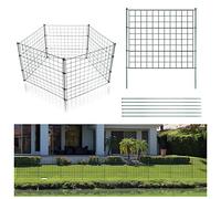Joparri Clôture d'étang, 11 pièces Set Clôture grillagée en métal, Clôture d'étang à emboîter Clôture métallique - 5 éléments de clôture 6 tiges de fixation (droit)