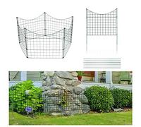 Joparri clôture d'étang et jardin, 11 pièces set en treillis, clôture enfichable en métal - 5 éléments, 6 barres de fixation (arc inférieur)