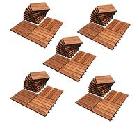 Joparri Dalles de terrasse à clipser - 30 x 30 cm - En bois d'acacia - 5 m² - Convient pour balcon, carrelage, jardin, marron