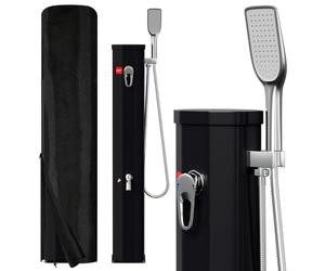 Joparri Douche solaire 20 L, eau chaude jusqu'à 60°C sans électricité, demi-colonne avec pomme de douche, capot de protection et drainage, avec robinet, douche solaire pour jardin, piscine et camping