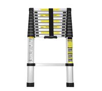 Joparri Échelle télescopique en Aluminium - 2,6 m Extensible antidérapante Multi-usages Charge maximale : 150 kg, Argent, 2.6m