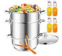 Joparri Extracteur de jus à vapeur Presse-jus à vapeur en acier inoxydable 8L Diamètre 26 cm pour fruits et légumes, convient à tous les types de cuisinières, y compris l'induction