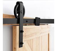 Joparri Kit de ferrures de porte coulissantes 183 cm, Système de porte coulissante, Rail suspendu en acier au carbone avec roulettes et rail pour porte coulissante, Big Wheel