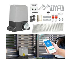 Joparri Kit motorisation de portail coulissant 1200 kg 550 W Smart WiFi automatique avec 2 télécommandes, crémaillère de 4 m, 2 clés de déverrouillage et fonction de fermeture automatique pour hôtel