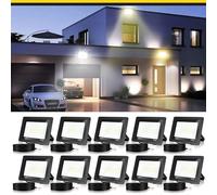 Joparri Lot de 10 spots LED d'extérieur 30 W - 2800 lm - 3 températures de couleur - Étanche IP65 - Pour atelier, garage, jardin
