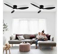 Joparri Lot de 2 ventilateurs de plafond avec éclairage, 132 cm, plafonnier intelligent avec télécommande de ventilateur et application, 6 vitesses, intensité variable, minuterie, fonction inverse