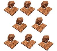 Joparri Lot de 88 dalles en bois pour balcon - 30 x 30 cm - 8 m² - Dalles de terrasse en bois d'acacia - Drainage - Système de clic - Pour balcon, patio et balcon
