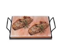 Joparri Pierre de sel pour barbecue - 30 x 20 x 3 cm - Avec plaque en fer - Sel de cristal original du promontoire - Réutilisable