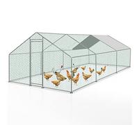 Joparri Poulailler 3x6x2m Avec Serrure, Enclos Extérieur en Acier Galvanisé pour Cage à Poules et Oiseaux