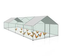 Joparri Poulailler avec Serrure, poulailler 3x8x2m Acier galvanisé Enclos extérieur pour volailles, pour Cage à Poules Cage à Oiseaux