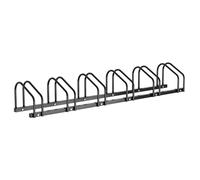 Joparri Râtelier à vélo pour 6 vélos, largeur de pneu de 35 à 55 mm, support multiple, béquille de sol, support de vélo, VTT, H x l x P : environ 26 x 160 x 32 cm, noir