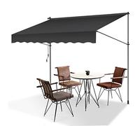Joparri Store Banne Manuel pour Balcon, Auvent Manuel Rétractable sans Trous à percer, Résistant aux UV, Réglable en Hauteur, Hydrofuge, protège du Soleil 250x120x200-300cm, Gris