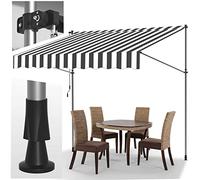Joparri Store Banne Manuel pour Balcon, Auvent Manuel Rétractable sans Trous à percer, Résistant aux UV, Réglable en Hauteur, Hydrofuge, protège du Soleil 250x120x200-300cm, Blanc Gris