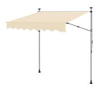 Joparri Store de balcon avec barres latérales rétractables rallongées, 200 cm de large, avec manivelle, résistant aux UV, réglable en hauteur, protection solaire, beige