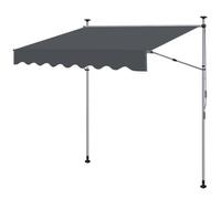 Joparri Store de balcon avec barres latérales rétractables rallongées, 200 cm de large, avec manivelle, résistant aux UV, réglable en hauteur, protection solaire, anthracite