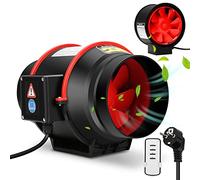 Joparri Ventilateur de tuyau d'évacuation de fumée Ø 150 mm avec télécommande et prise EU, 2 vitesses Ventilateur d'extraction en ligne 540 m³/h - Ventilateur d'égout pour cuisine, serre