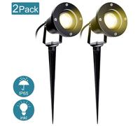 Jopassy 2X Projecteur de jardin 4W LED Lampe de jardin avec piquet de terre Lumière gazon Blanc chaud Étanche IP65 pour extérieur Jardin Étang Paysage