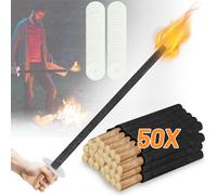 Jopassy 50x flambeaux,torches de cire avec protection pour les mains, avec poignée extra longue, pour les randonnées nocturnes et les événements dans le jardin ou pour Pâques/Sylvestre，42cm