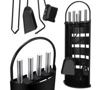 Jopassy Accessoires de cheminée 5 pièces en acier inoxydable Set de nettoyage de cheminée avec revêtement et protection visuelle pour la cuisine Ménage Habitat Accessoires de décoration, Noir