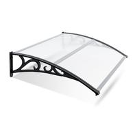 Jopassy Auvent pour Porte d'entrée 150 x 100 CM, Toit de Porte d'entrée en Aluminium et Polycarbonate, Porte d'entrée Trapézoïdale, Auvent en Tôle Trapézoïdale, Protection Contre la Pluie, Balcon