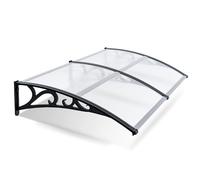 Jopassy Auvent pour Porte d'entrée 200 x 100 CM, Toit de Porte d'entrée en Aluminium et Polycarbonate, Porte d'entrée Trapézoïdale, Auvent en Tôle Trapézoïdale, Protection Contre la Pluie, Balcon