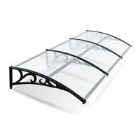 Jopassy Auvent pour Porte d'entrée 300 x 100 CM, Toit de Porte d'entrée en Aluminium et Polycarbonate, Porte d'entrée Trapézoïdale, Auvent en Tôle Trapézoïdale, Protection Contre la Pluie, Balcon