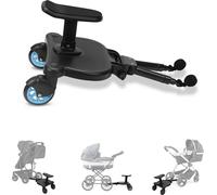 Jopassy Buggy Board avec siège Kiddyboard Poussette Board Marchepied universel Pédale auxiliaire 360°Deux roues Design Bleu