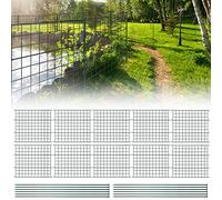 Jopassy Clôture de bassin, clôture en métal, clôture de jardin avec 10 éléments de clôture et 12 barres de fixation, bec pour chiot, enclos extérieurs, droite