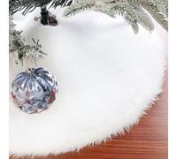 Jopassy Couverture d'arbre de Noël Couverture d'arbre de Noël Blanc Peluche Tapis d'arbre de Noël Rock Rond Feutre Couverture de sapin fourrure synthétique Blanc,78cm