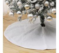 Jopassy Couverture d'arbre de Noël Couverture d'arbre de Noël Blanc Peluche Tapis d'arbre de Noël Rock Rond Feutre Couverture de sapin fourrure synthétique Blanc,122cm