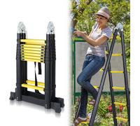 Jopassy Escabeau télescopique Escabeau pliant Stabil Aluminium Escabeau 2,5m+2,5m noir+jaune sans crochet