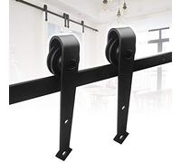 Jopassy Kit de ferrure de porte coulissante, 183 cm, système de porte coulissante, capacité de charge 150 kg, pour porte coulissante simple en bois, flèche