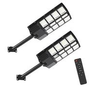 Jopassy Lampadaire solaire 400W avec détecteur de mouvement, éclairage extérieur pour parcs, couloirs et applications de sécurité, blanc, étanche IP65, lot de 2