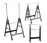 Jopassy Lot de 2 tréteaux de travail réglables en hauteur - Pliable - Charge maximale : 200 kg - En métal - Hauteur réglable de 80 à 130 cm - Noir