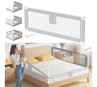 Jopassy Lot de 3 barrières de lit pour enfants, 2 x 200 + 1 x 180 cm, protection anti-chute, lit à sommier tapissier, pliable, montage sans clous, protection contre les chutes aérée, grise