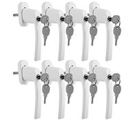 Jopassy Lot de 8 poignées de fenêtre en aluminium avec serrure de longueur de goupille de 35 cm - Sécurité enfant - Verrouillable - Pour toutes les fenêtres et portes de balcon - Blanc