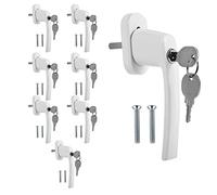 Jopassy Lot de 8 poignées de fenêtre verrouillables en aluminium, longueur de goupille de 35 mm, sécurité enfant, montage facile, serrure de fenêtre en blanc