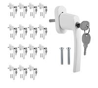 Jopassy Poignée de fenêtre en aluminium 20x Blanc Verrouillable avec serrure Clé Sécurité enfant en longueur de goupille 35 cm, Verrouillage simultané Poignée de fenêtre pour balcon