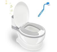 Jopassy Pot pour enfant avec bruit de rinçage, pot pour enfants avec couvercle, poignées, brosse, coussin en polyuréthane souple, réservoir d'eau amovible