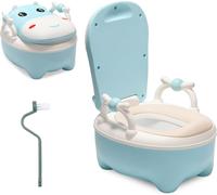 Jopassy Pot pour enfants - garçon / fille à partir de 0-6 ans, aussi pour l'apprentissage du pot et sans couches, Motif : Vache- Bleu