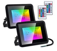 Jopassy RGB Spotlight 10W Projecteur avec télécommande LED Projecteur Projecteur IP66 Imperméable à l’eau, Fonction mémoire Projecteur pour intérieur, jardin, arrière-cour-2pcs
