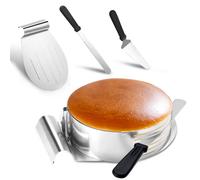 Jopassy Set pour fond de tarte 4pcs en acier inoxydable - Pelle à tarte Aide à la coupe de la tarte - Pelle à tarte Couteau Cercle à tarte 23-30cm