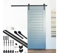Jopassy Système de porte coulissante Ferrure de porte coulissante Kit 150kg Galet de guidage au sol Guidage de porte Kit de montage Rail de roulement Porte en verre/en bois Porte coulissante 183cm