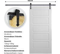Jopassy Système de porte coulissante Ferrure de porte coulissante Kit 150kg Galet de guidage au sol Guidage de porte Kit de montage Rail de roulement Porte en verre/en bois Porte coulissante 183cm