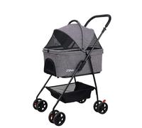 JoPet Poussette pour petits chiens, chats, chariot pliable, panier amovible, légère (gris)