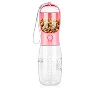 JOPHEK Bouteille d'eau pour Chien Chat, 550ml Distributeur d'eau Portable Gourde avec 100ml Bouteille de Collation et Filtre à Charbon Actif pour Les Excursions en Camping