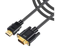 JOPHEK Câble HDMI vers VGA de 1,8 m - Prise en charge 1080p - Convertit le signal - Connexion à un ordinateur de bureau, DVD, ordinateur portable avec port HDMI - Pour écran, projecteur, HDTV avec